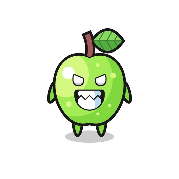 Mauvaise Expression Du Personnage Mascotte Mignon Pomme Verte