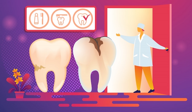 Vecteur mauvaises dents avec caries desease come on procedure.