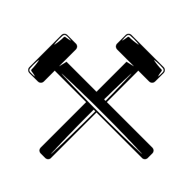 Vecteur mécanicien de mots de bois de menuiserie vintage grosse croix de marteau peut être utilisé comme logo emblème
