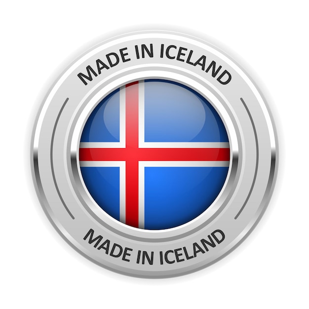 Médaille D'argent Fabriquée En Islande Avec Drapeau