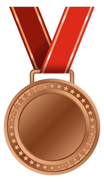 Vecteur médaille de bronze sur ruban rouge prix d'honneur du concours