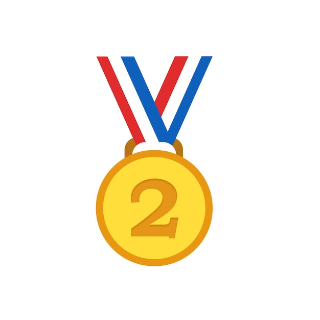 Vecteur médaille de deuxième place vector icon isolé emoji illustration et médaille d'or vector emoticon