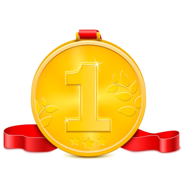 Médaille D'or Avec Ruban Rouge