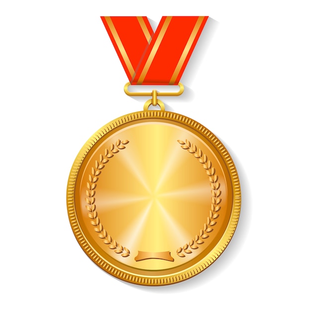 Médaille D'or Sur Ruban Rouge