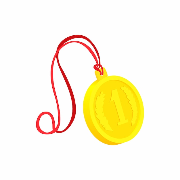 Médaille pour l'icône de la première place en style cartoon isolé sur fond blanc Symbole de victoire