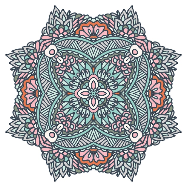 Médaillon ethnique Tribal coloré festif vecteur complexe filigrane ornemental psychédélique abstrait Mandala vintage