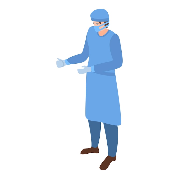 Vecteur médecin en chirurgie en icône uniforme isométrique du médecin en chirurgie en icône vectorielle uniforme pour la conception de sites web isolée sur fond blanc