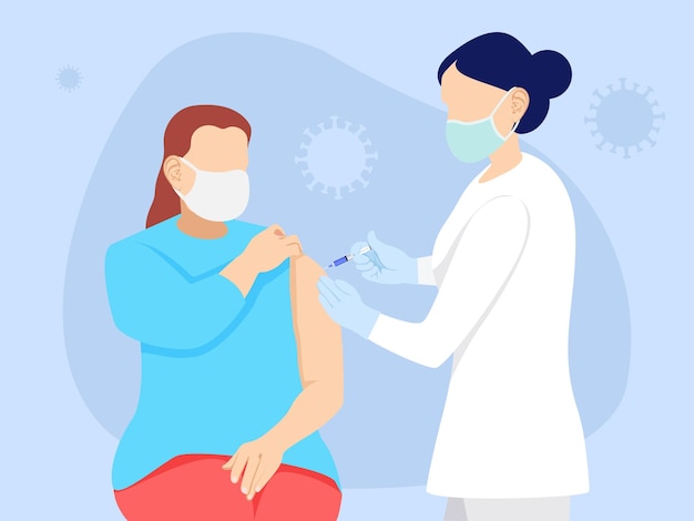 Vecteur le médecin donne le vaccin à la fille.