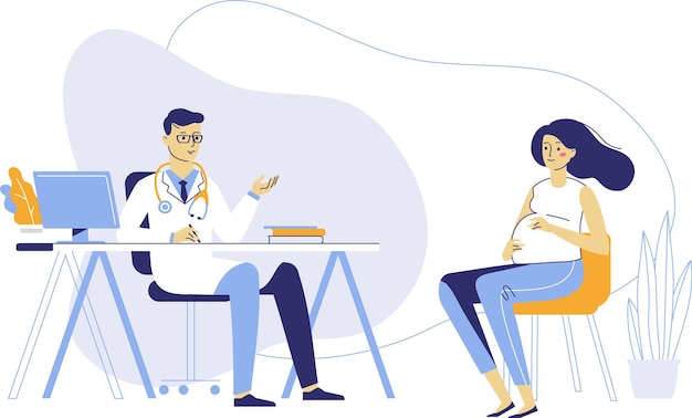 Médecin et femme enceinte dans une clinique médicale