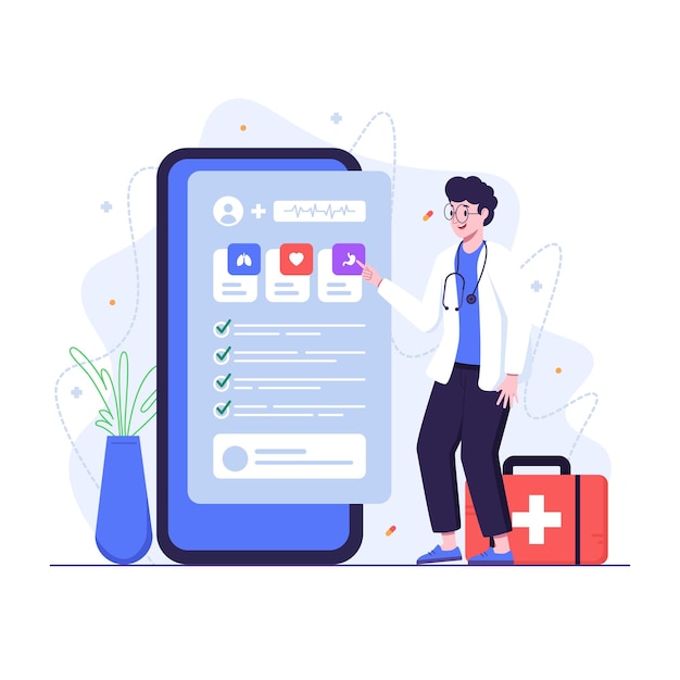 Médecin fournissant un rapport de laboratoire médical