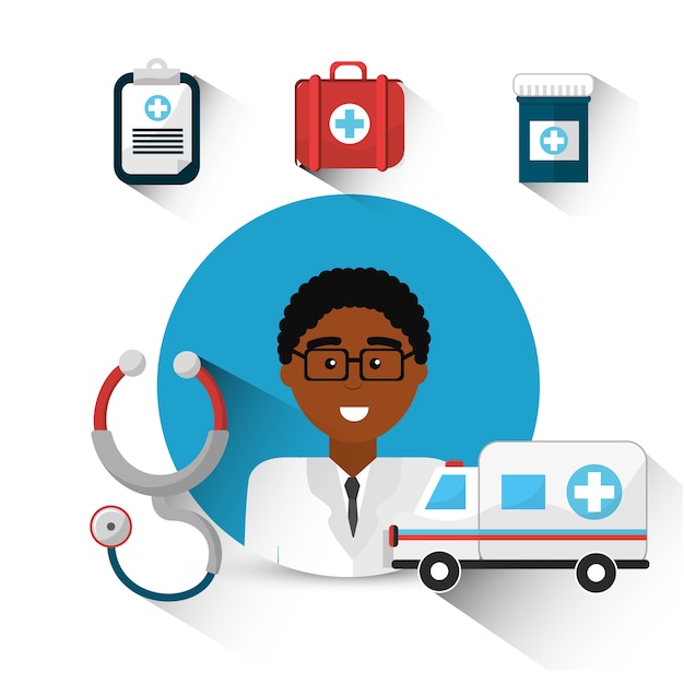 médecin de l&#39;hôpital avec ses outils icône