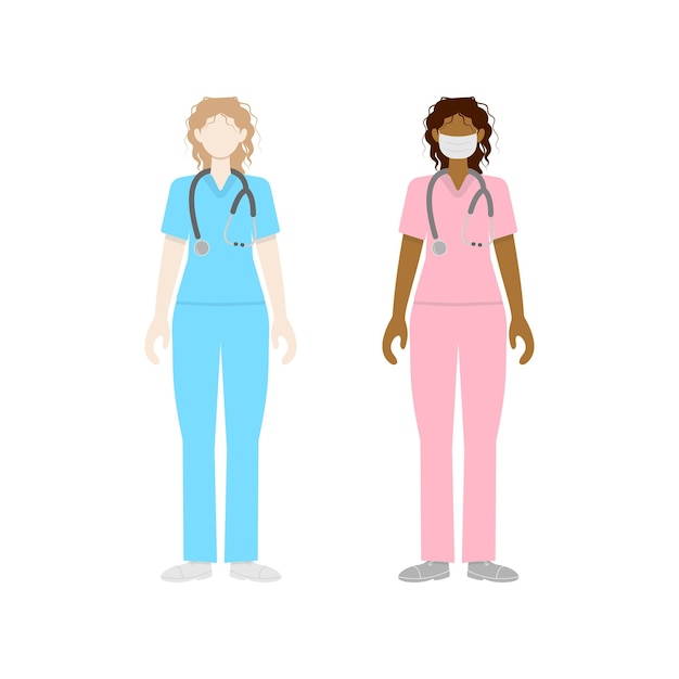Vecteur médecin et infirmière en uniforme