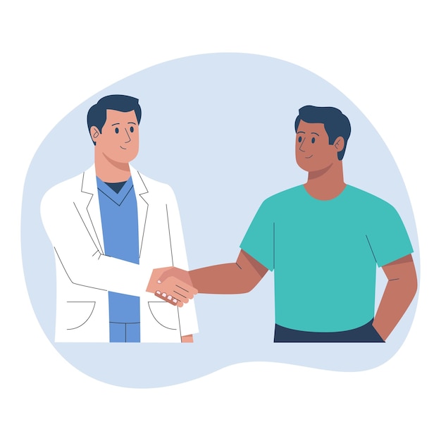 Le médecin et le patient se serrent la main