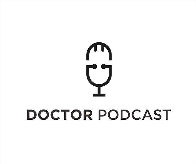 Médecin Podcast Logo Design Illustration Vectorielle