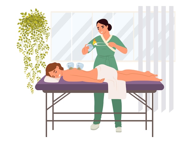 Un médecin qualifié utilise des remèdes à base de plantes pour traiter un client recevant une thérapie de médecine orientale sur