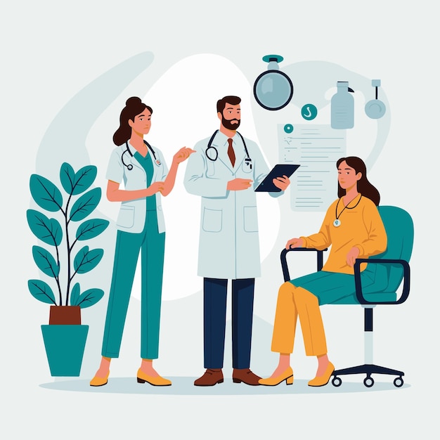 Un médecin traite des patients avec de l'art de l'illustration