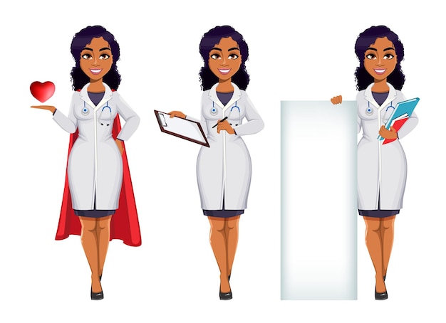 Médecine Et Concept De Pandémie Femme Médecin Afro-américaine Portant Blouse Blanche Avec Stéthoscope