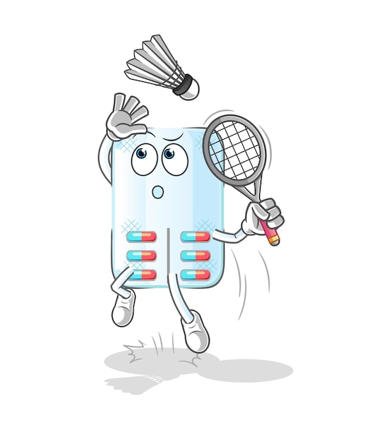 Médecine Smash Au Vecteur De Mascotte De Dessin Animé De Badminton