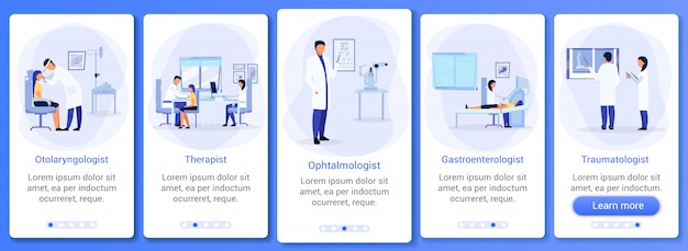 Médecins Avec Des Patients Intégrant Le Modèle D'écran De L'application Mobile.