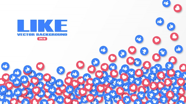 Les médias sociaux comme et fond d&#39;icônes de coeur
