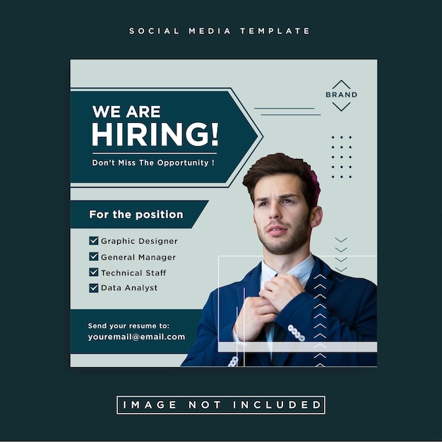 médias sociaux nous embauchons poste d'emploi instagram et facebook promotion post modèle de conception de dépliant