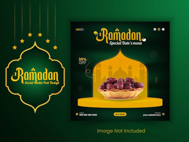 Vecteur les médias sociaux traditionnels islamiques du ramadan kareem post design avec gradient vert