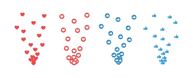 Vecteur médias sociaux vectoriels comme et icônes de coeur