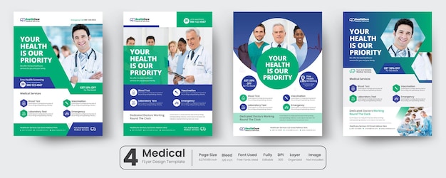 Vecteur medical healthcare flyer template conception médicale mise en page fond deux couleurs schéma vecteur