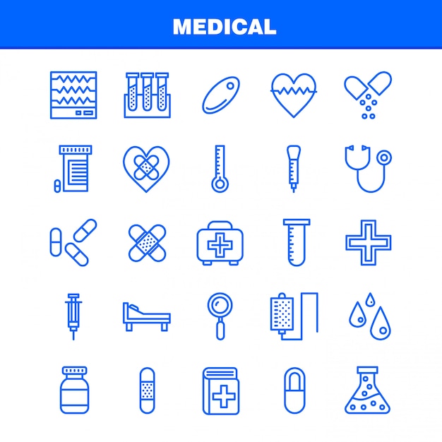 Vecteur medical line icon pack pour les concepteurs et les développeurs.