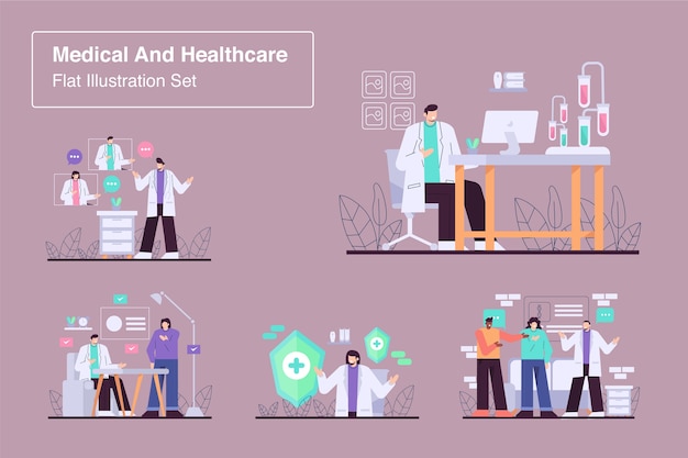 Médical Et Santé Mis à Plat Illustration