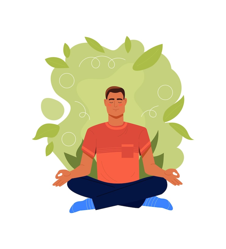 Vecteur méditation de l'homme sur la nature