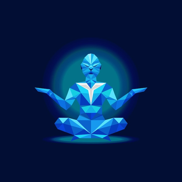 Méditation logo polygone concept humain vecteur de conception