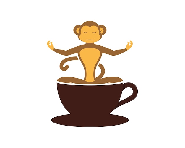 Méditation De Singe Sur La Tasse De Café