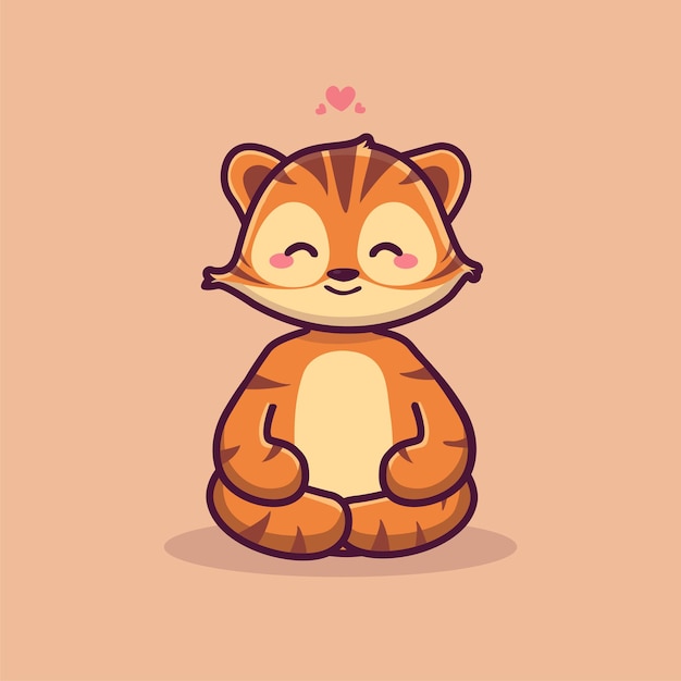 Vecteur méditation de tigre mignon illustration d'icône de dessin animé de yoga de tigre mignon