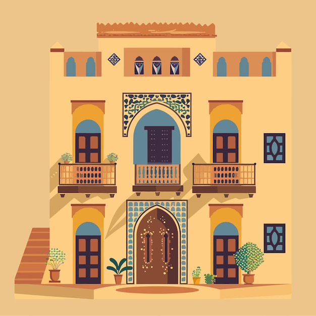 Vecteur méditerranée_marocaine_ou_arabe_style_maison_vecteur