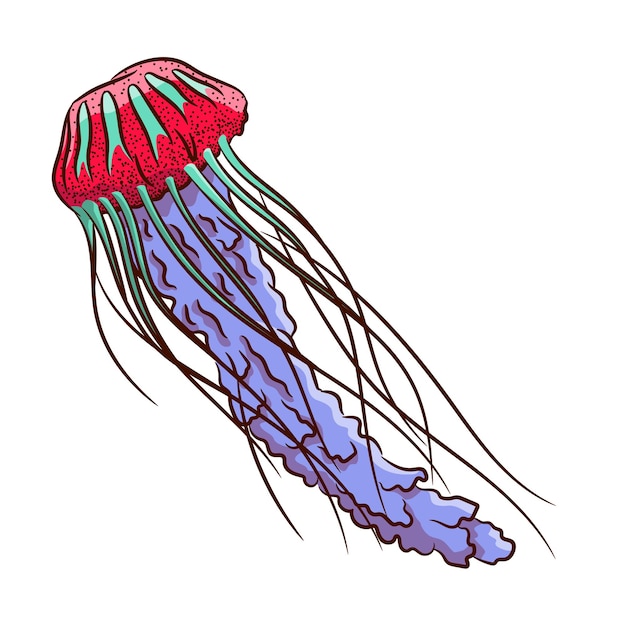 Vecteur méduse aux longs tentacules image abstraite