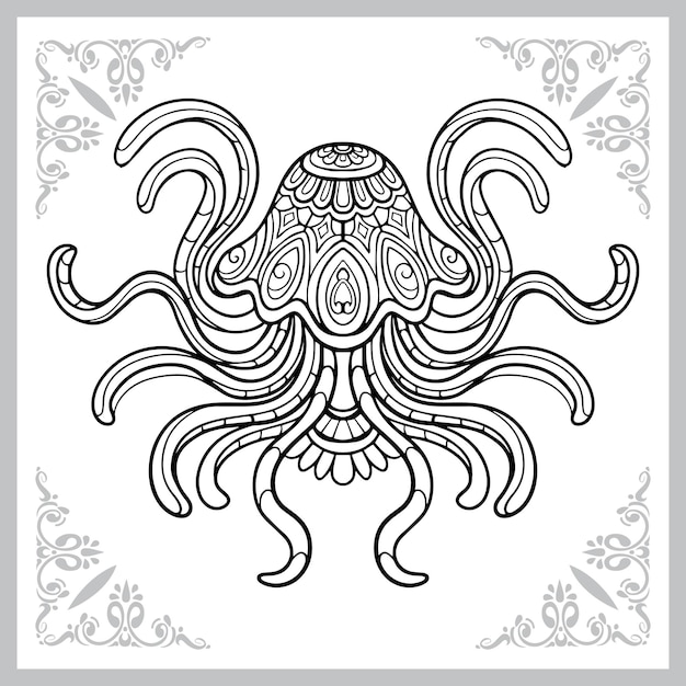 méduse zentangle arts isolé sur fond blanc