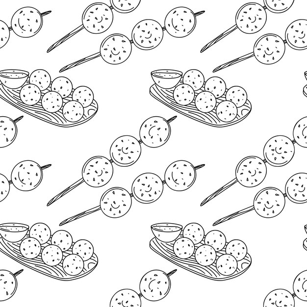 Meetballs avec motif harmonieux de sauce épicée Impression sans fin dans un style doodle dessiné à la main