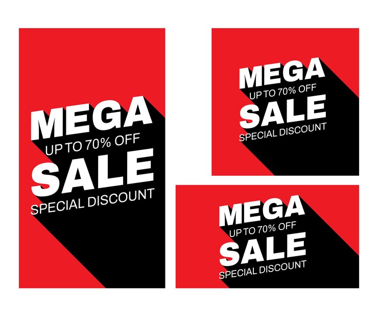 Vecteur mega banner ventes jusqu'à 70 off discounts spéciaux