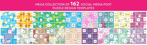 Vecteur méga collection de 162 modèles de conception de puzzle de publication sur les réseaux sociaux