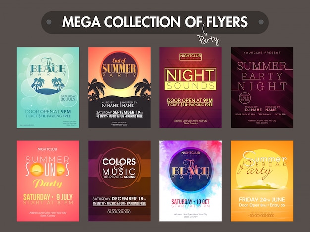 Vecteur mega collection de flyers, de modèles et de cartes d'invitation