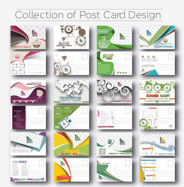 Vecteur mega collection of postcard design for opening invitation bundle