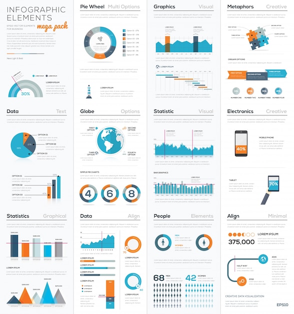 Mega Colletion D'éléments Infographiques Vectoriels D'affaires