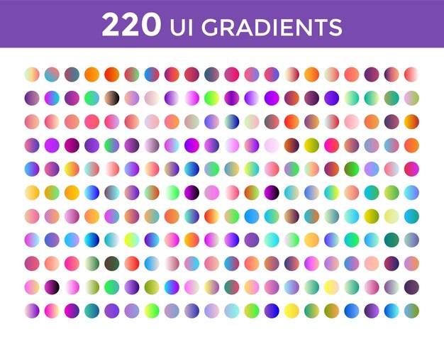 Vecteur méga ensemble de 220 dégradés colorés ui