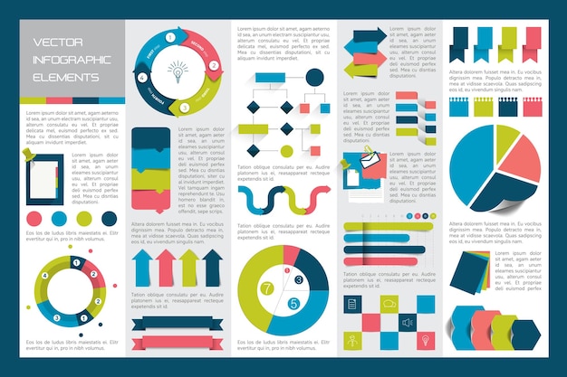 Méga Ensemble D'éléments Infographiques Graphiques Graphiques Cercle Graphiques Diagrammes Bulles.