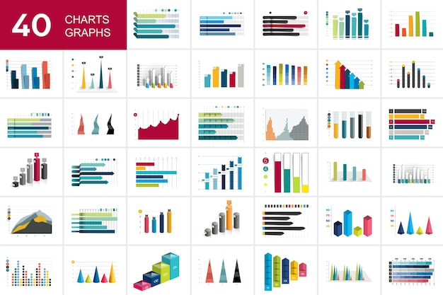 Méga Ensemble De Graphiques De Charst éléments Commerciaux D'infographie De Couleur Bleue