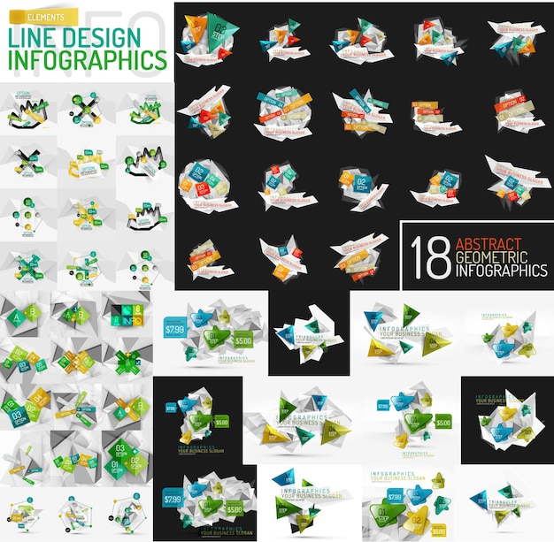 Méga Ensemble Vectoriel De Modèles D'infographie D'entreprise Moderne