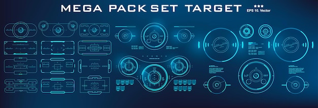 Mega pack set target HUD interface utilisateur futuriste Interface utilisateur tactile graphique virtuelle futuriste