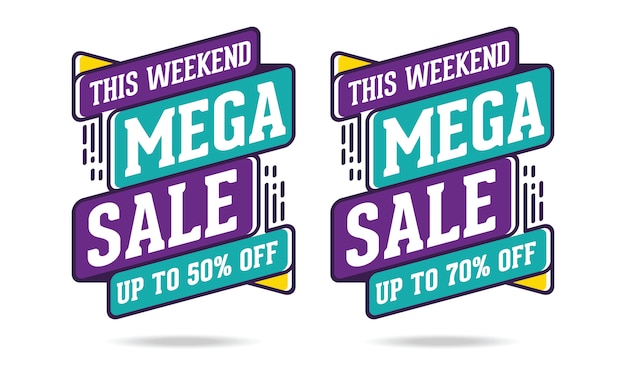 Mega Sale Banner Sticker Template Vector