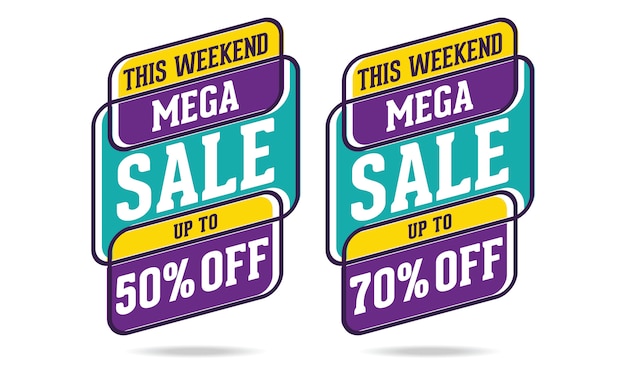 Mega Sale Banner Sticker Template Vector